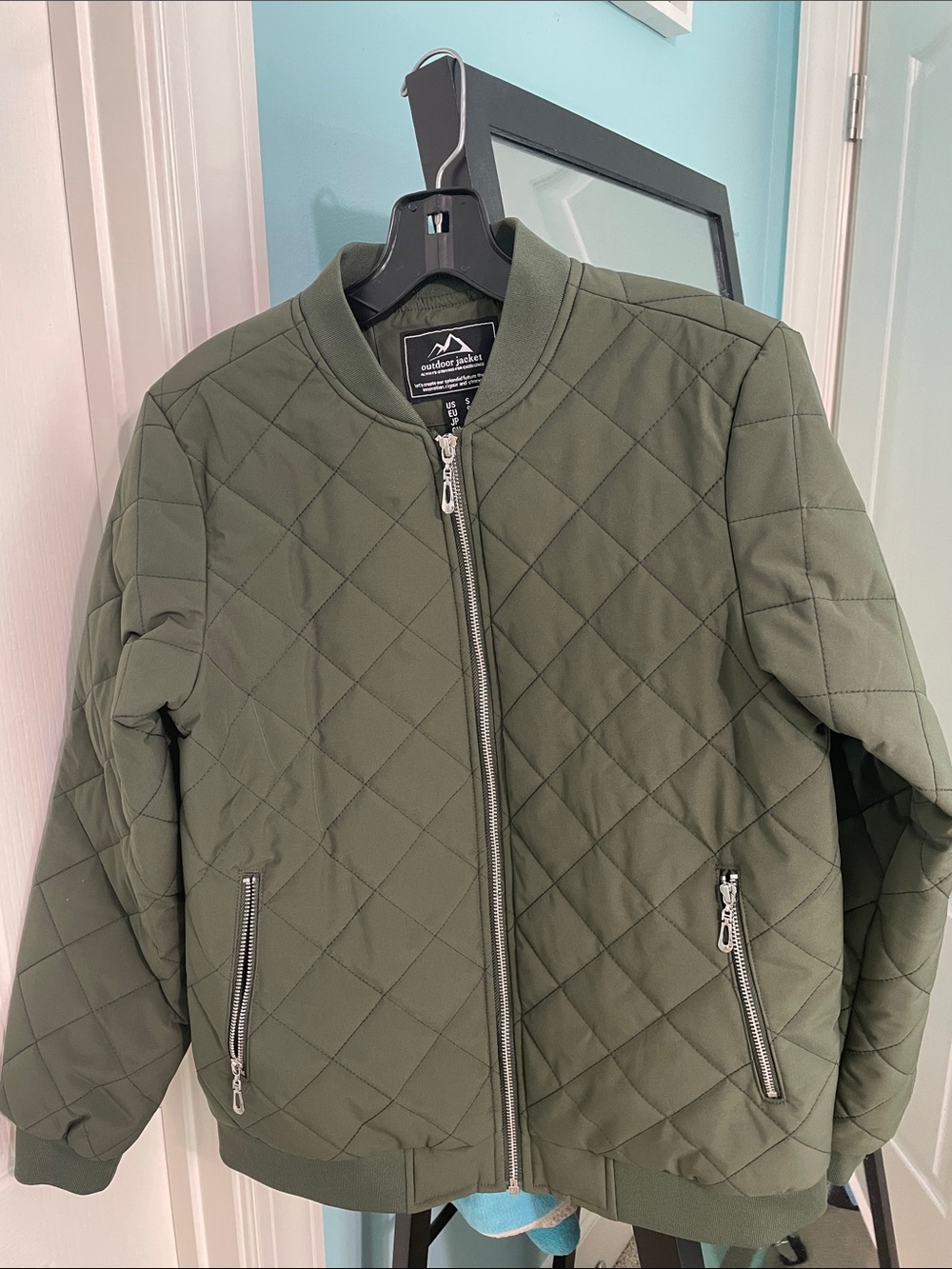 Quilted Bomber Jacket - Olive Green